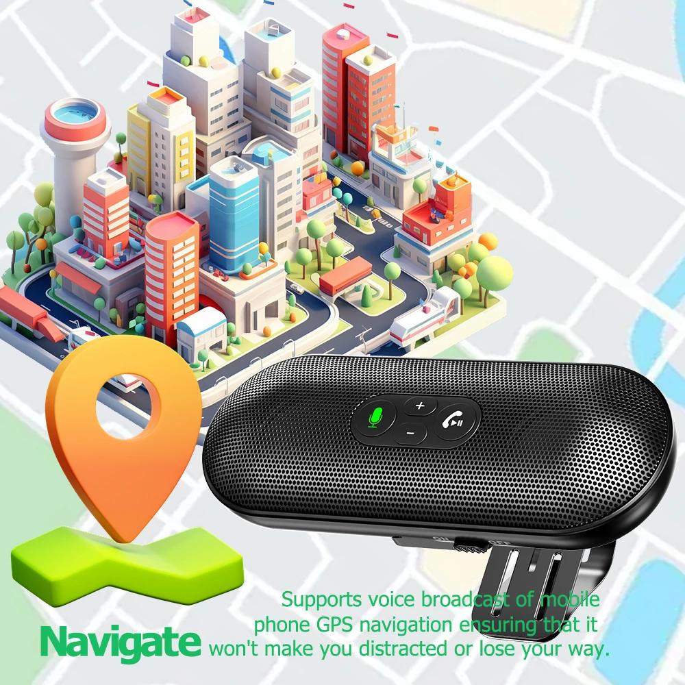 Bluetooth 5.4 Автомобильный комплект Громкая связь Двойной 3 Вт Громкоговоритель Солнцезащитный козырек Динамик MP3-плеер Беспроводной музыкальный приемник с голосовым помощником