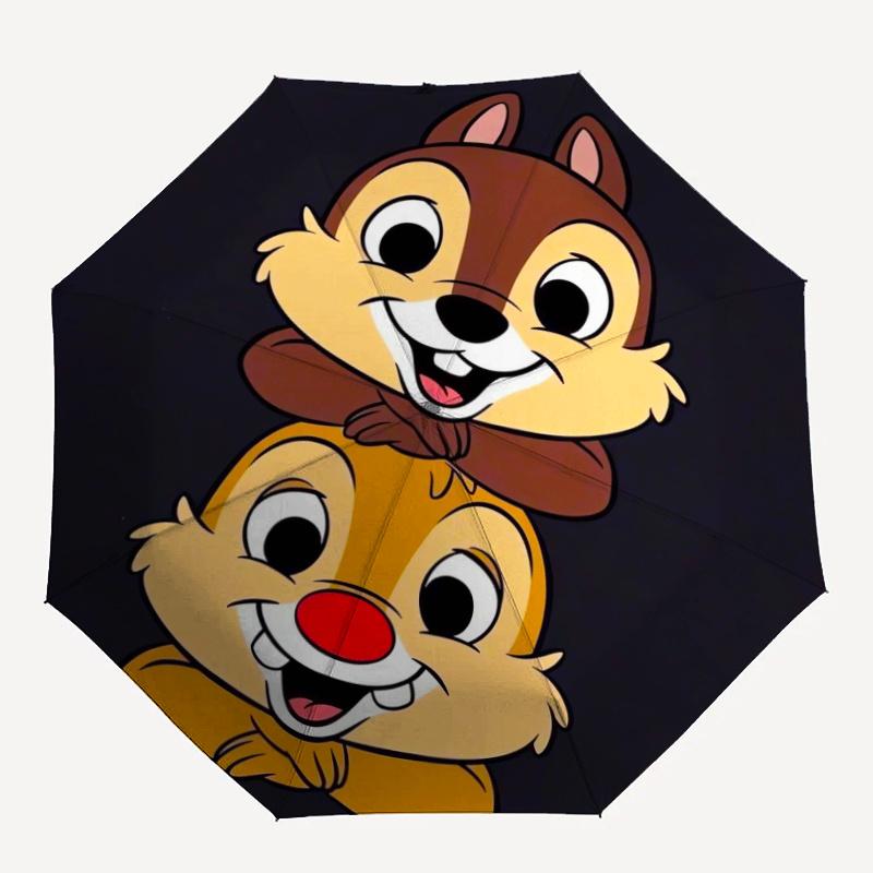 Good Brothers Chip & Dale Design Automatic Opening and Closing Umbrella, Lightweight 3-Fold, With Cute Cartoon Characters, Suitable for Home
