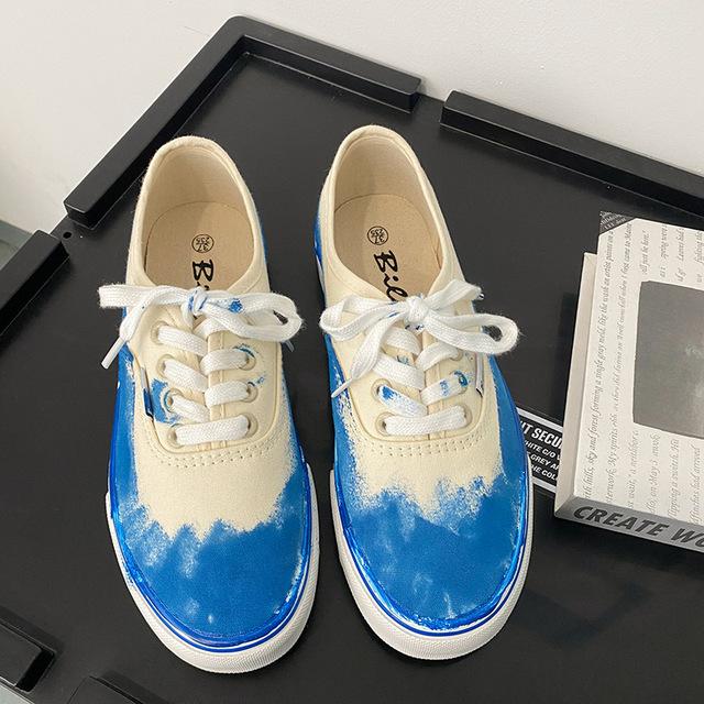 Летние разноцветные японские туфли с граффити в стиле ретро, ​​масляной краской, чернилами, парусиновые туфли, студентки, универсальные кроссовки