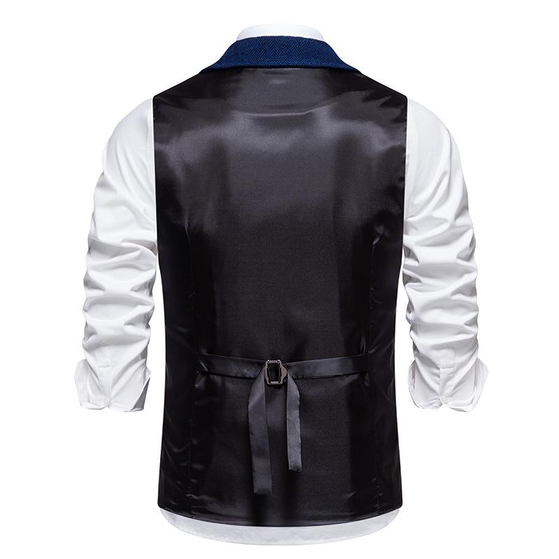 Мужской твидовый жилет с цепочкой в стиле ретро с узором «елочка» M104