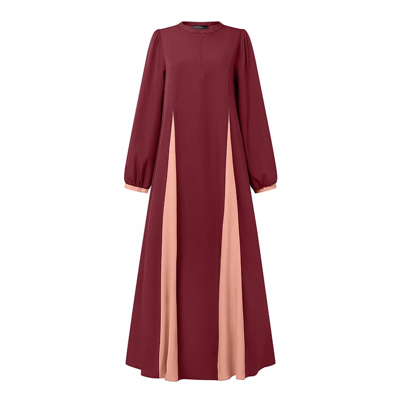 ZANZEA Женское повседневное платье с круглым вырезом и длинным рукавом в стиле пэчворк