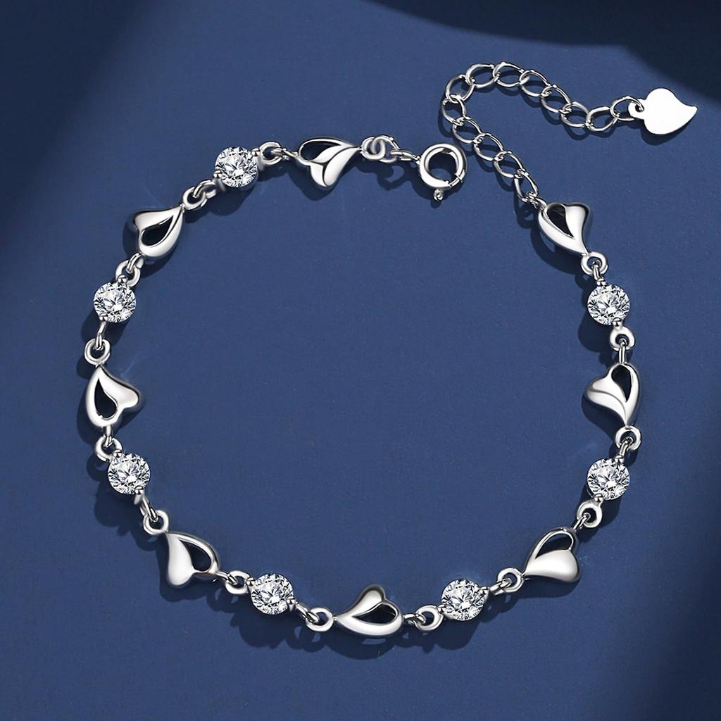 Bracelet for April Power Pure Silver Cubic Popular [Silver Thunder] Women, Birthstone, Stone, Beads, Allergy-Free, High-Grade Zirconia, Amulet,