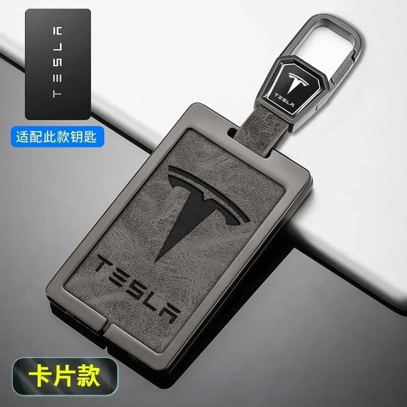 Car Sticker 2025 New Tesla Zinc Alloy Leather Car Smart NFC Card Key Cover Case Protector Shell Fob For Tesla Model 3 S X Y Acce