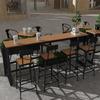 3m Outdoor Wood-Plastic Bar Table and Chairs for Coffee Shops & Seaside Milk Tea Shops