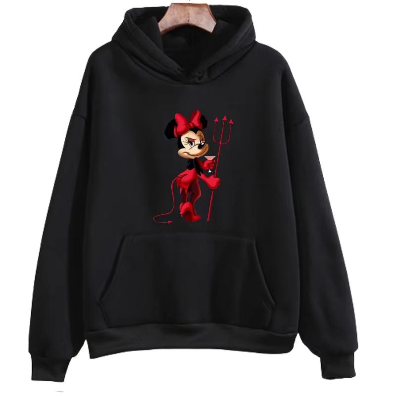 Minnie Mouse Print Hoodie Kawaiii Men's and Women's Disney Sweatshirt Autumn Fashion Comfortable Casual O-neck Streetwear Jumper