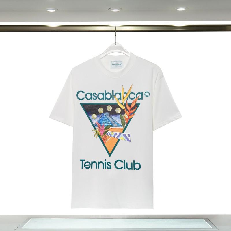 Casablanca Print T-Shirt Mens Short Sleeve Loose Fit Cotton Tee Casual Wear
