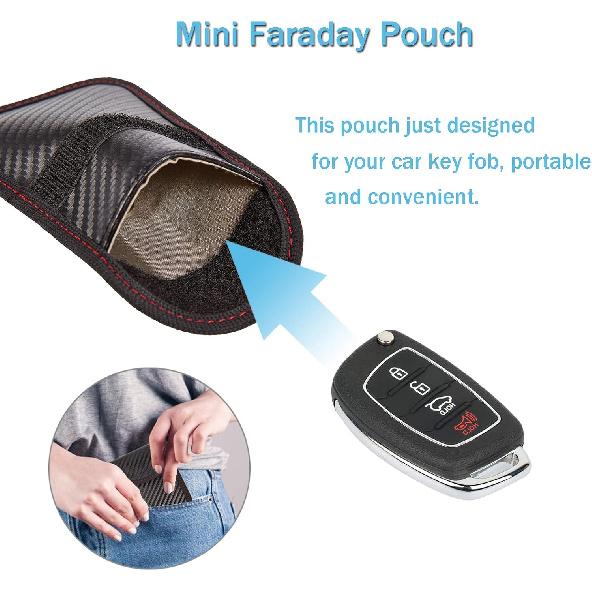 Faraday Key Fob Protector - 2 Pack Mini Anti-theft Pouch Key Fob RFID Signal Blocking Faraday Bag for Key Fob