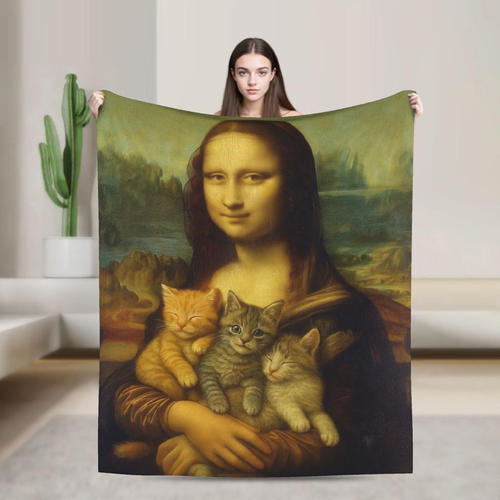 Funny Toilet Paper Mona Lisa Blankets Spring Warm Cozy Bedding Throws For Adults Living Room Flannel Bedspread Bed Cover