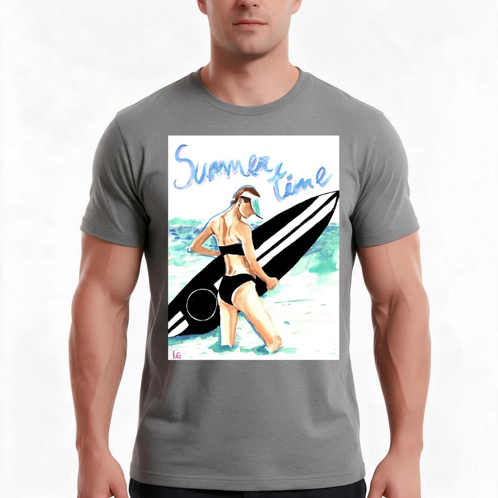 Surfer TShirt Summer Casual Cotton Tee Oversized Streetwear Tops Vintage Graphic Print Loose Fit Short Sleeve Cotton