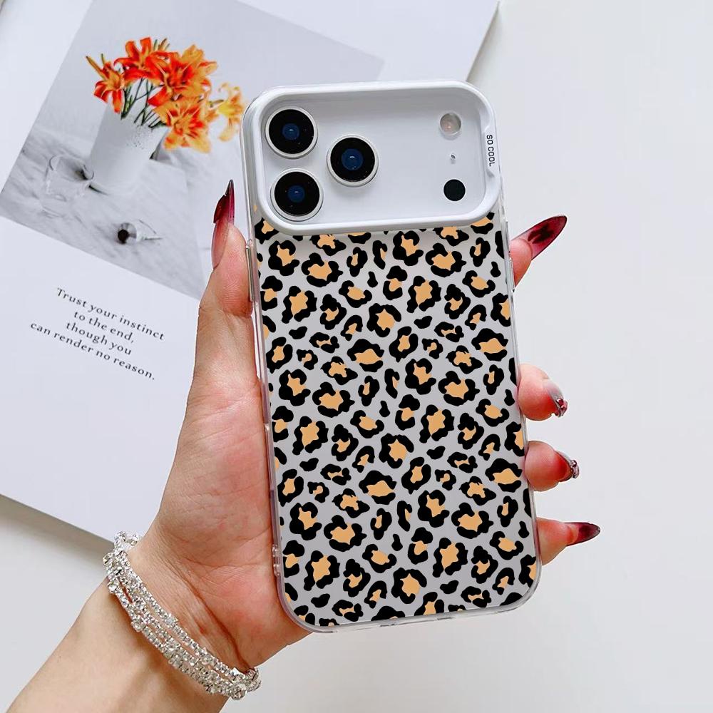 INS Чехол для телефона с леопардовым принтом для iPhone 17 16 15 14 13 12 11 Pro Max Air Матовый Лазерный Аврора Ударопрочный Funda