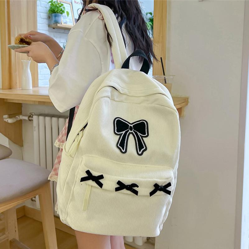 Милые рюкзаки с бантиком в эстетичном стиле, легкие школьные ранцы, студенческий рюкзак в милом стиле для девочек, женский вельветовый колледжный мочилас KTY