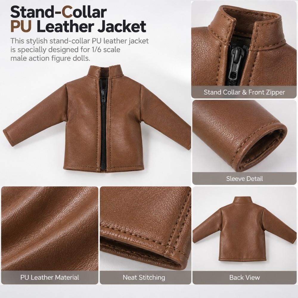 Zipper PU Leather Jacket Doll Zipper Coat  for 11.5 inch Doll/for 1/6 Male Action Figure Dolls