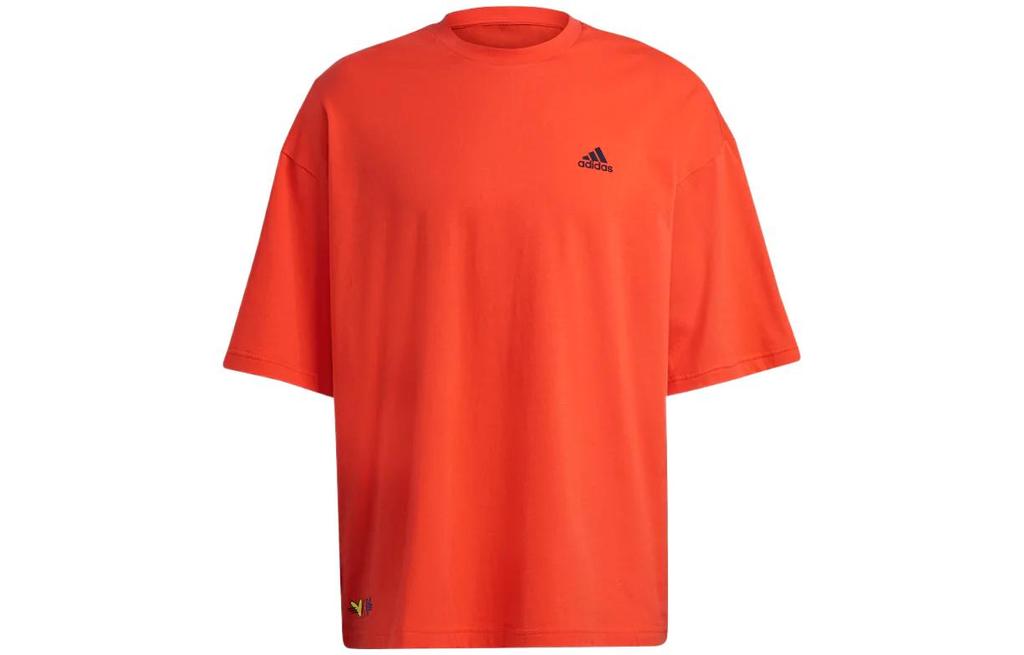adidas Футболки Унисекс Половина Неоново-Красные С Круглым Вырезом Умеренный Прямой Крой H61131