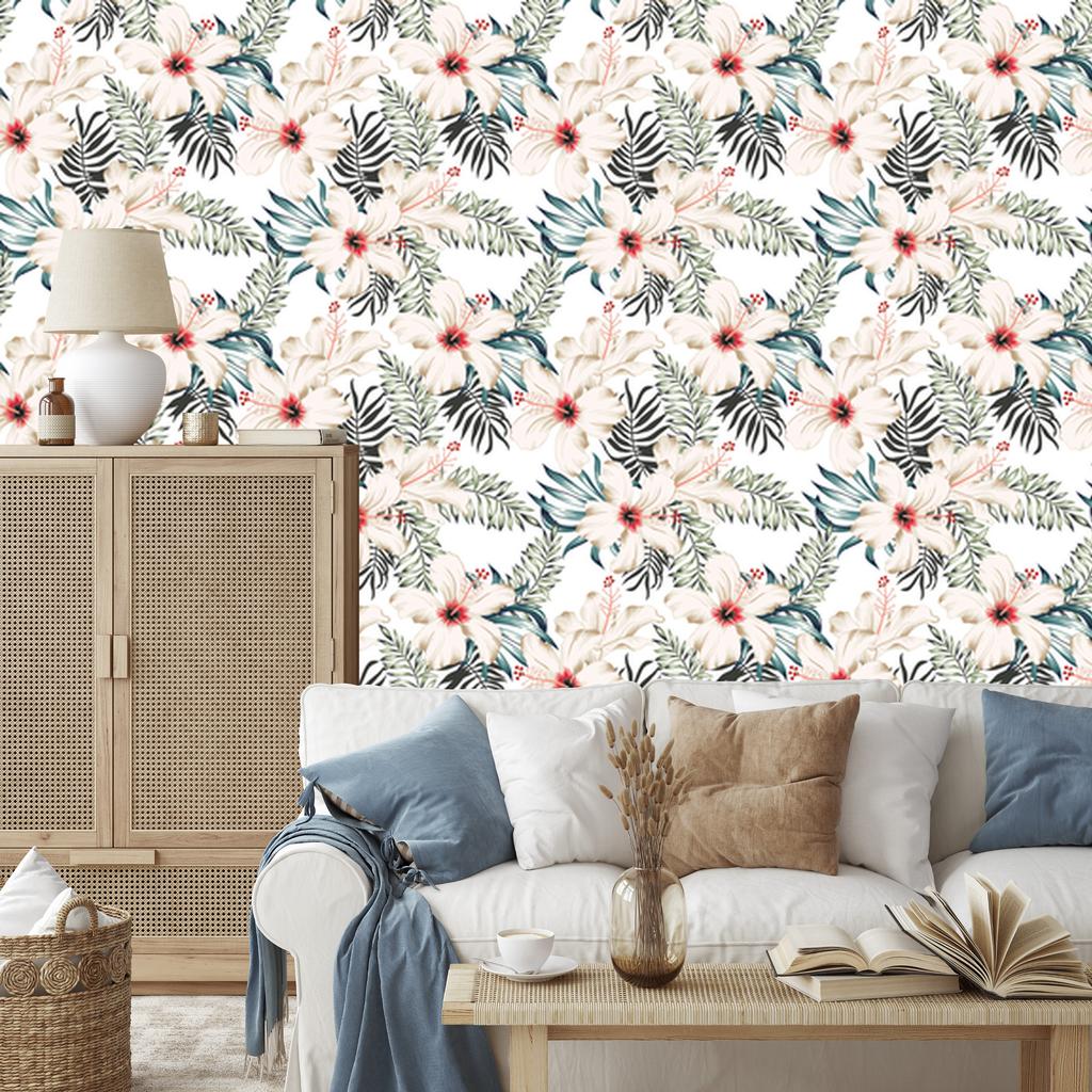 Hibiscus Flowers Wallpaper for Living Room and Bedroom 50x1000