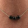Stones and Minerals. Necklace 3 Beads Tourmaline Schorl from Brazil 8 Mm Steel Chain Necklace for Women, Men. Customizable Size