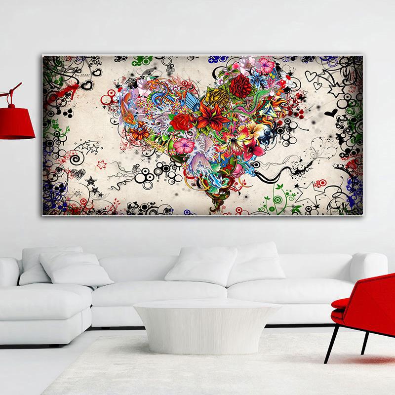 Красное сердце любви цветок картина маслом на холсте настенное искусство скандинавские постеры и принты Современная настенная картина для гостиной