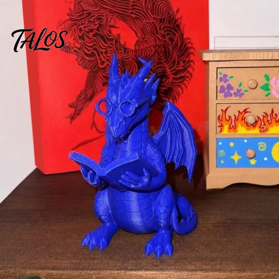 Коллекционная фигурка Дракона, читающего книгу, со стаканом, Статуэтка, 3D-печатная скульптура, Декор для книжной полки, Причудливое настольное украшение,