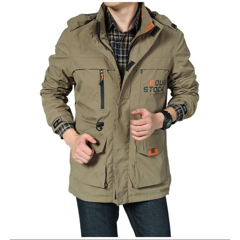 Spring and Autumn Men's Casual Jacket Outdoor Large Size Mountaineering Suit Large Size Loose Medium and Long Jacket Men