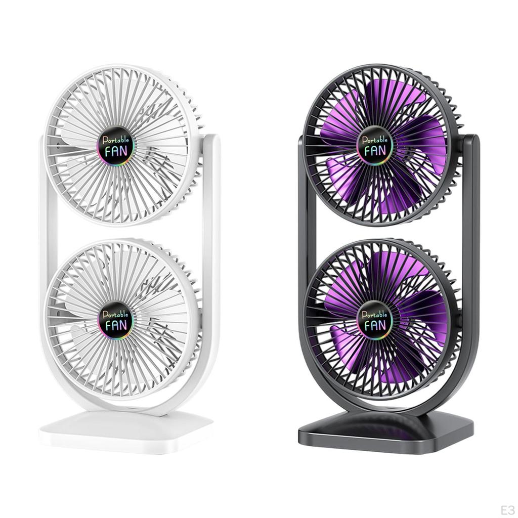 Desk Fan 3 Speeds Lightweight Double Head Electric for Bedroom Office Kitchen Home Dorm