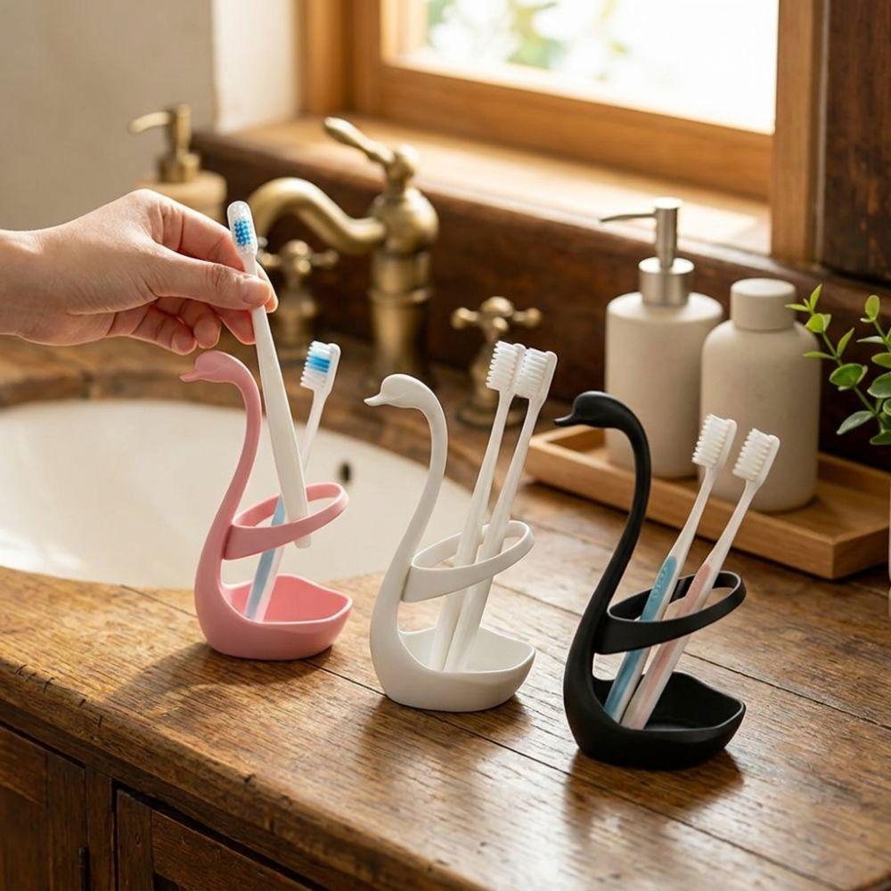 Plastic Swan Toothbrush Holder 3D Printing Toothpaste Stand Base Makeup Brush Shelf Home Use