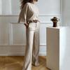 2023 European & American Summer Batwing Sleeve Top with Micro Flared Suit Pants Set.