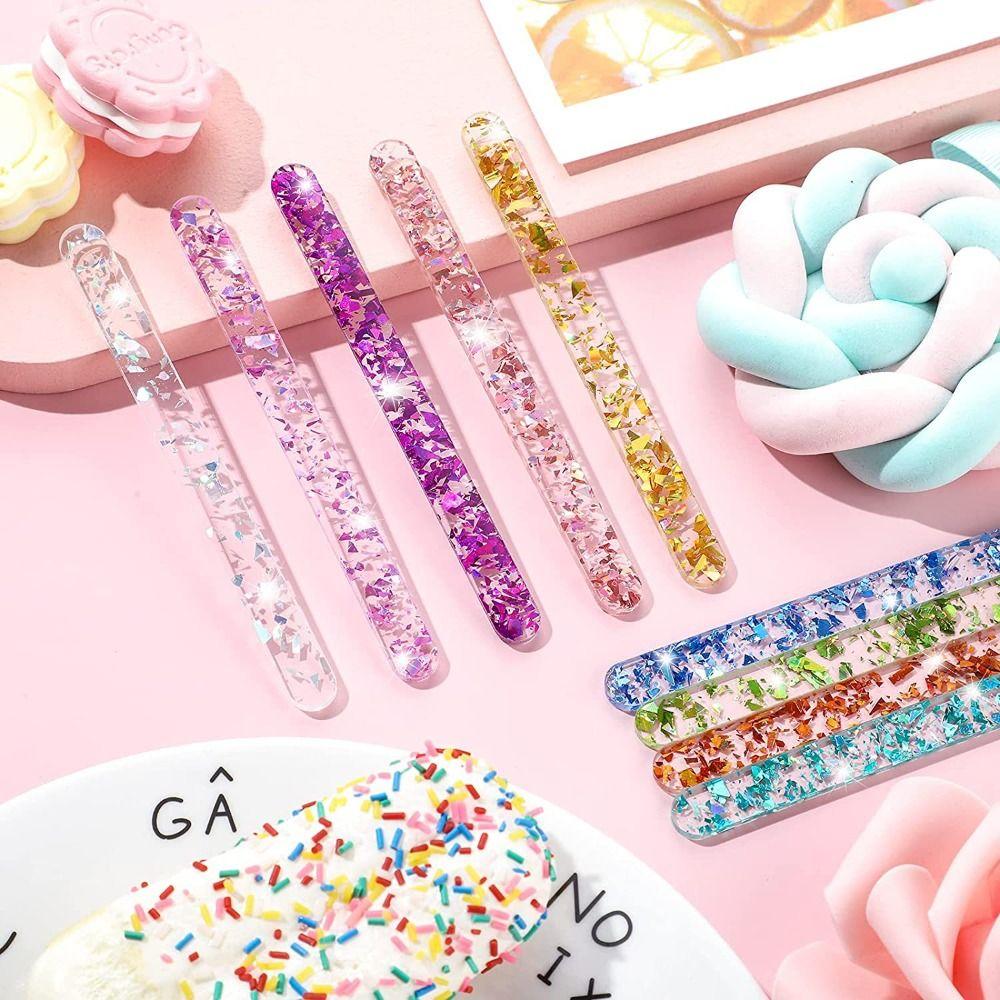 20Pcs Clear Reusable Ice Cream Sticks Summer Ice Cream Bars Rose Gold Acrylic Popsicle Sticks