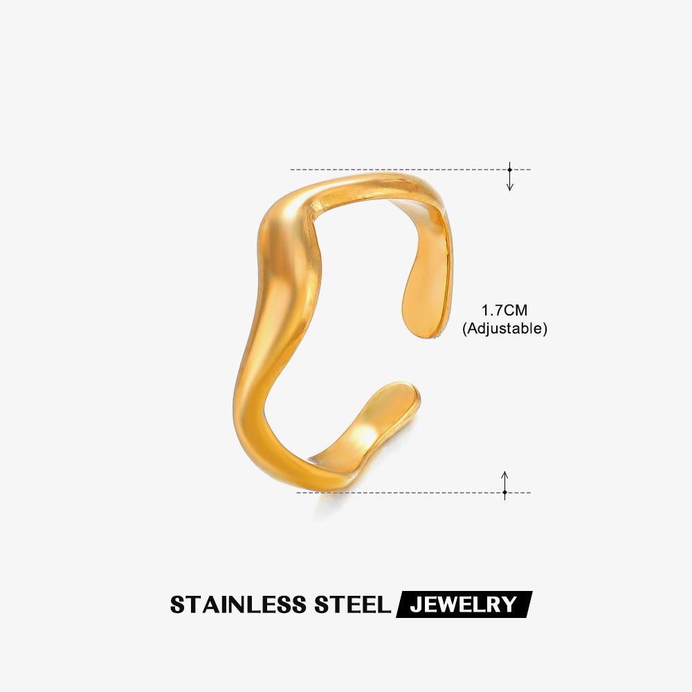 Кольцо из нержавеющей стали Геометрическое Сердце Листья для женщин Личность Трендовое Открытое Кольцо на Палец Ювелирные Изделия На Все Случаи