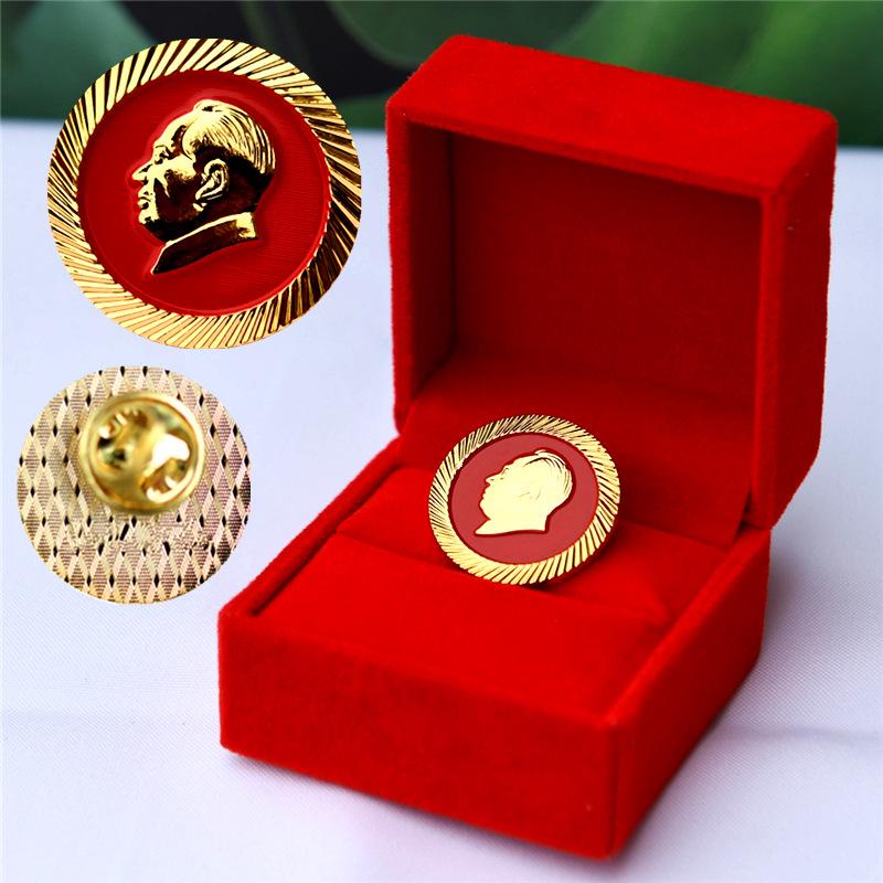 Copper metal brooch, Chairman Mao's emblem, Grandpa Mao's badge, clothing accessories, brass tooth shaped commemorative medal brooch