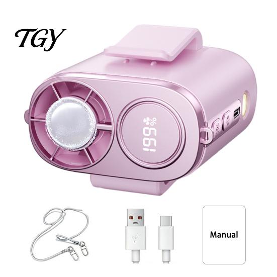 Rechargeable Battery Operated Fan Portable Waist Fan, Personal Body with Flashlight, Wireless Clip-on Flashlight for Camping Neck Belt Hip,