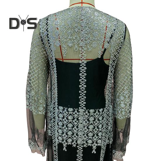 2 шт./комплект женское вечернее платье большой размер блестящий бронзовый кардиган платье-комбинация комплект прозрачная сетка длинный рукав пальто коктейльные мероприятия особые случаи