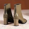 Осенне-зимние ботильоны женские сапоги на высоком каблуке модные короткие сапоги на толстом каблуке квадратные туфли модные черные туфли 2024