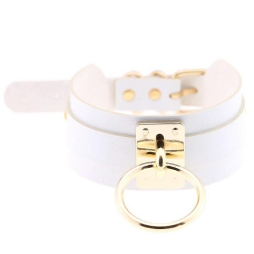 Крутое колье большого размера, фетиш, серебро/золото, круглое металлическое ожерелье в стиле панк, ретро, ​​кожаный воротник, связывание, БДСМ, ожерелье