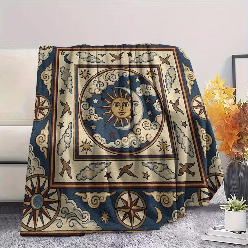 1Pc Sky Print Flannel Blanket, High quality Comfortable for All Seasons, Home Decor, Warmth and Comfort, Perfect for Christmas Gifts W162