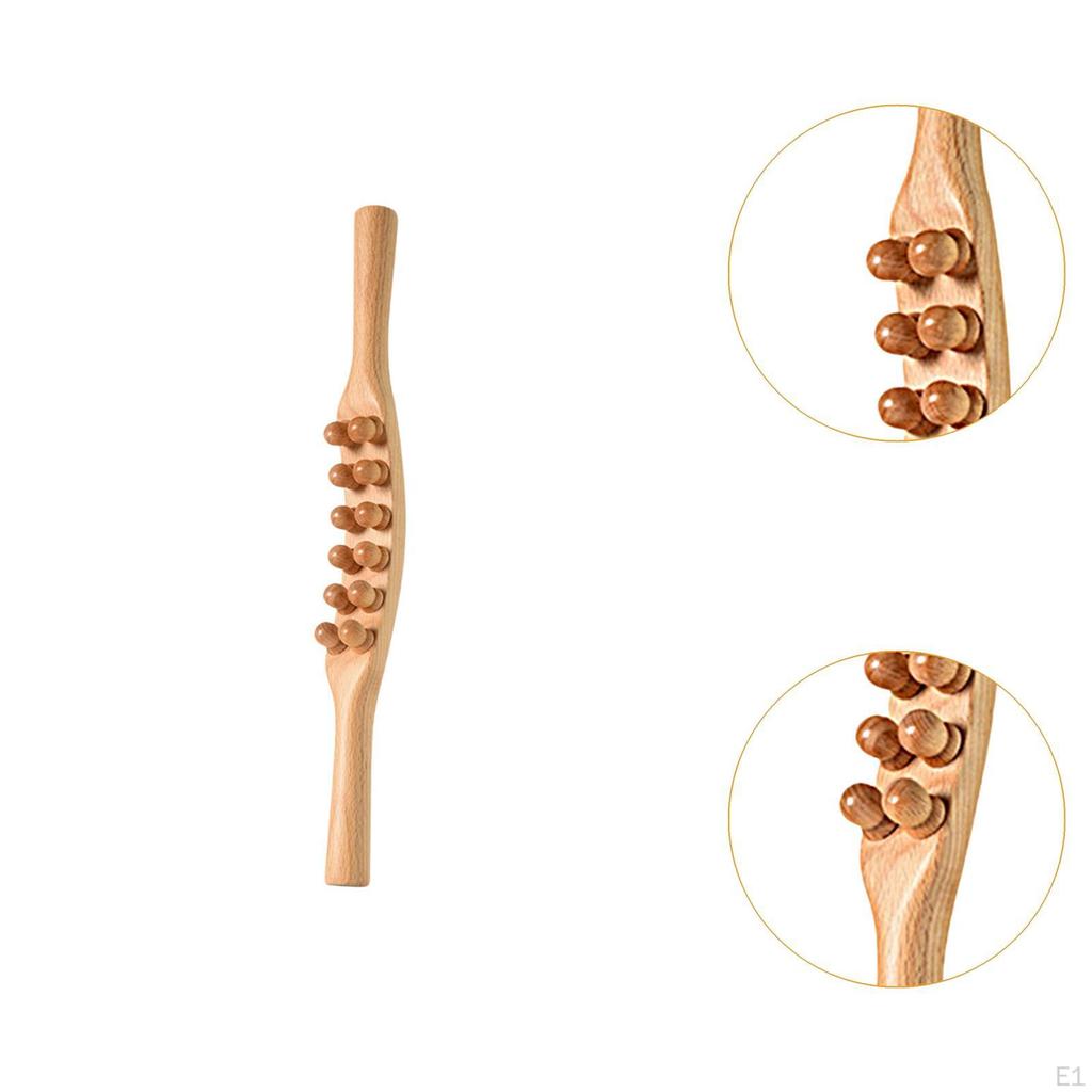 Wooden Massager Stick Body Massager,Professional,38cm,Manual,12 Beads Guasha for Shoulder Neck