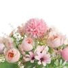 Fabric Material Artificial Flower Bouquet 12.2 X 7.5in Pink Faux Flower Decoration Mixed Floral Design Plastic Stem