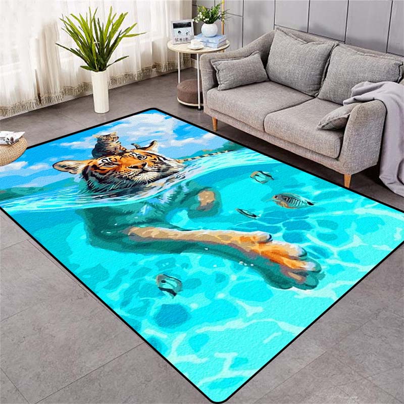 Модный ковер с рисунком тигра на полу, большой ковер с 3D принтом животных, мягкий коврик для гостиной, впитывающий противоскользящий коврик для ванной комнаты