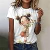 Summer Round Neck 3D Anime Girl Printed Top Fashionable Casual Short Sleeved Women's T-shirts