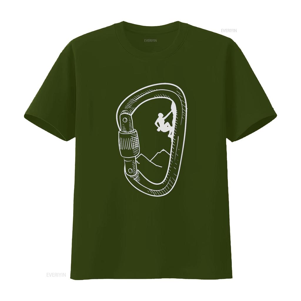 Rock Climbing T Shirt Carabiner Mountain Climber  vintage Washed Slightly Unisex graphic Top For Everyday Wear Stretched
