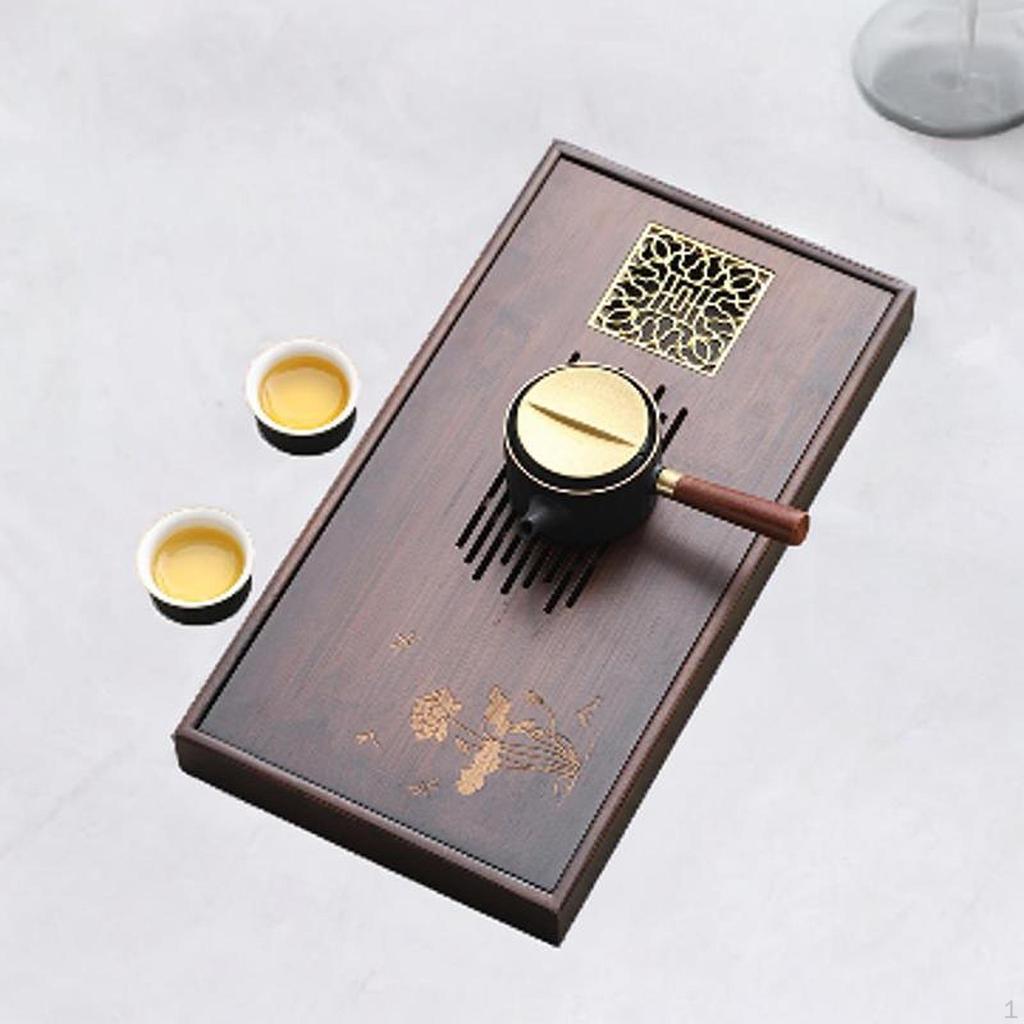 Поднос для чая из бамбука, дренажный набор для воды, аксессуар с ящиком для хранения, сервировка для