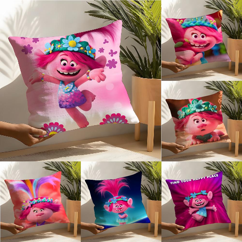 Cute Trolls Pillow Case Linen Cushion Covers For Decorative Sofa Home Pillows Case Car Chair Pillows Cases