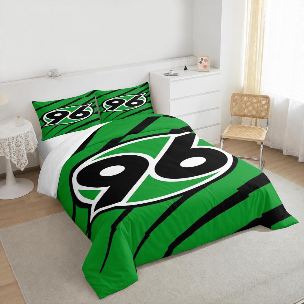 Hannover 96 Football Club Crest Bedding set (1 duvet cover, 2 pillowcases, duvet not included), Green Black Logo Art Print