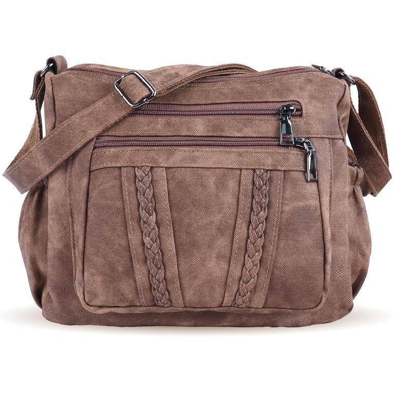 ELDA Crossbody Bags For Women Pocketbooks Soft PU Leather Purses and Handbags Multi Pocket Shoulder Bag