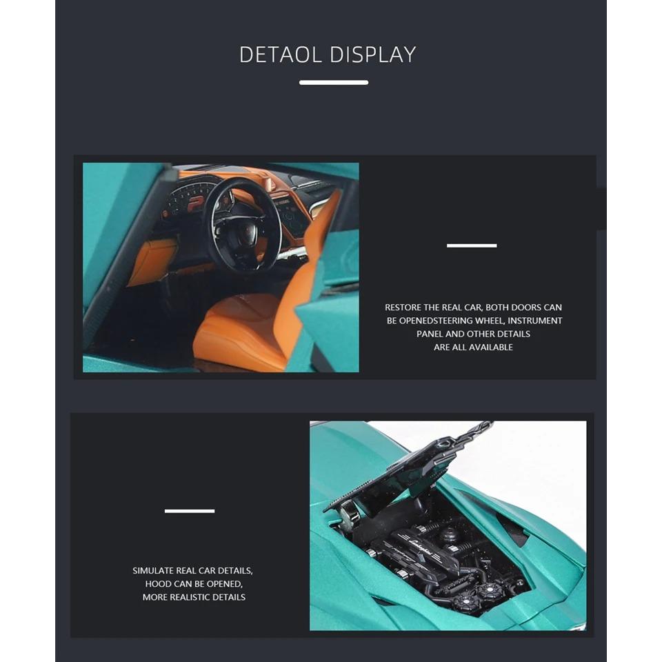 1/24 Lamborghini Revuelto Alloy Sports Car Model Diecast Metal Toy Racing Super Car Vehicles Model Sound and Light Simulation Children's Gift
