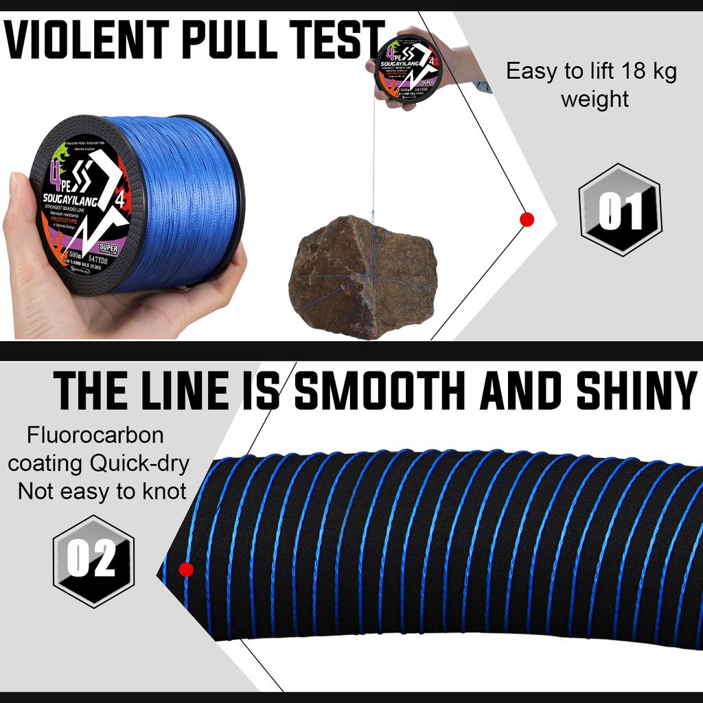 SOUGAYILANG Fishing Line 100M PE Braided Fishing Line 4 Stands Fishing Line Strong PE Braided Fishing Fishing Lines