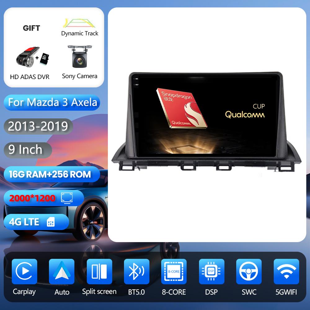 Android 16 Plug and Play pour Mazda 3 Axela 2014 - 2019 Carplay Auto Écran 2K Autoradio Lecteur Multimédia DVD BT vidéo DSP