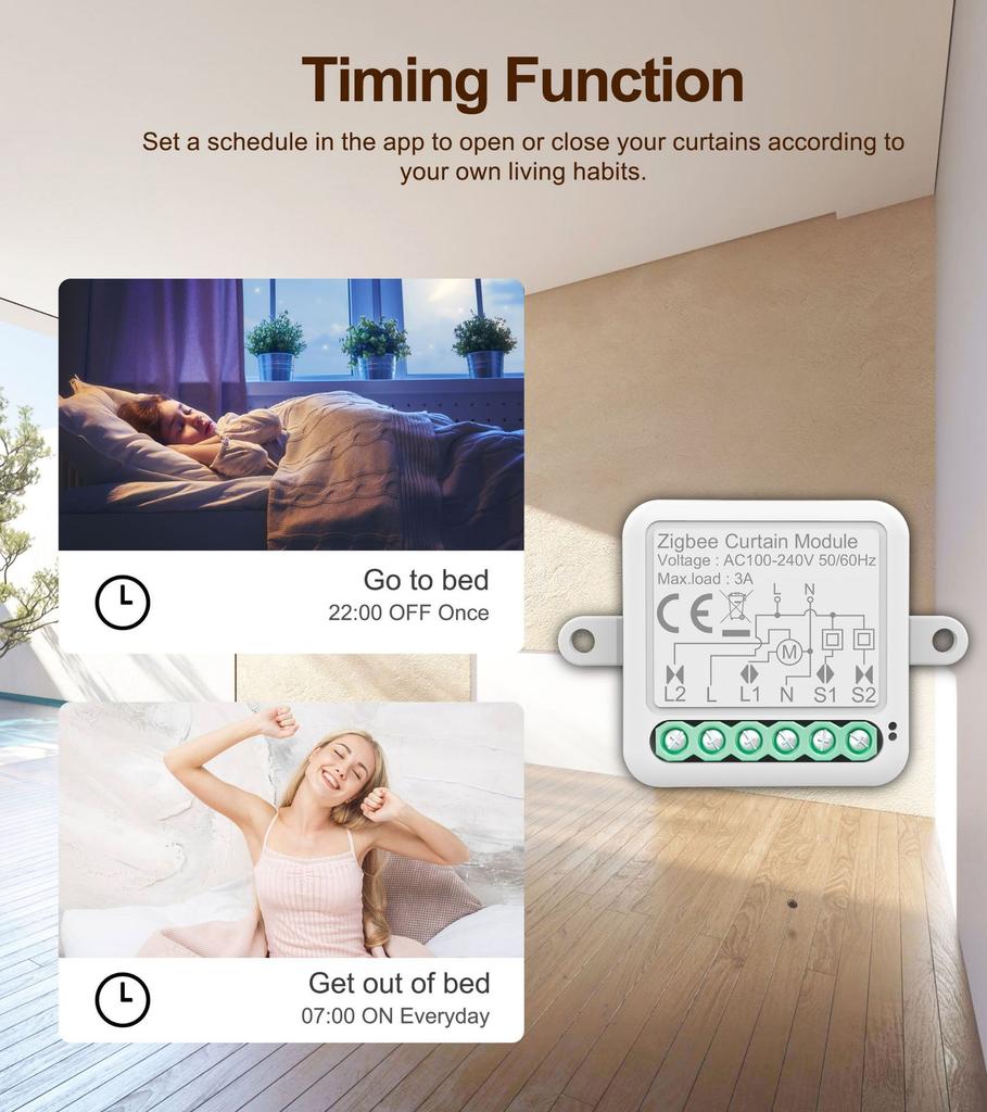 Модуль выключателя штор Tuya Zigbee WiFi для рулонных штор, жалюзи, электромотора, работает с Alexa, Google Voice Assistant