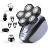 Men's Head Shaver Upgrade 5 In 1 Multifunctional Bald Grooming Kit Cordless Electric Rotary Rechargeable Shaver, Blue, 1 Piece