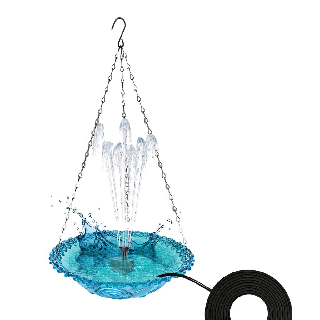 Yousheng Bird Bath с фонтаном, подвесная кормушка для птиц, миска для птиц, уличная ванна для птиц с фонтаном, работающим от USB, для сада, заднего двора, патио, крыльца