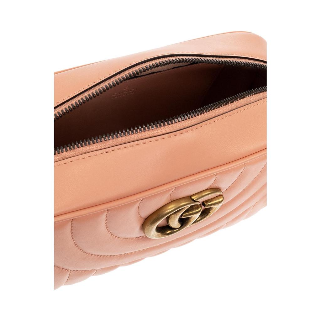 Gucci Marmont Series Double G Logo Zipper Closure Quilted Leather Camera Bag Women Shoulder Bag Pink 447632-AABZE-6707