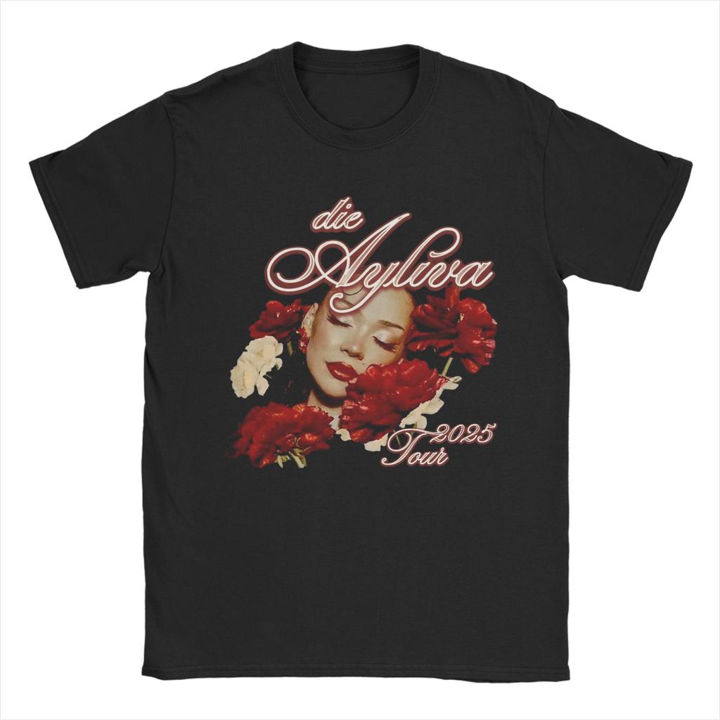 Винтажная уличная одежда Футболка Die Ayliva Tour 2025 Мужская 100% хлопок Короткий рукав Круглый вырез Летние топы